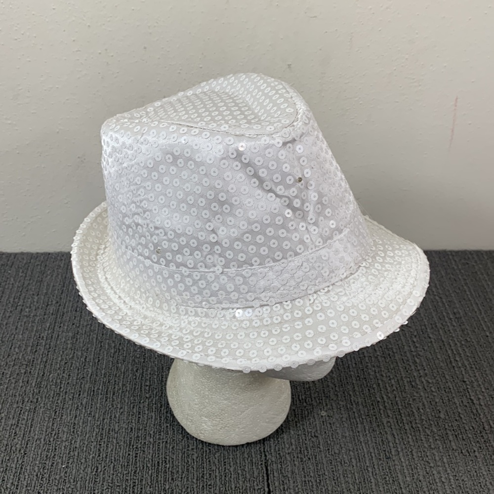 FlashingBlinkyLights Fedora Hat Womens White Sequined Light Up Flashing Trilby